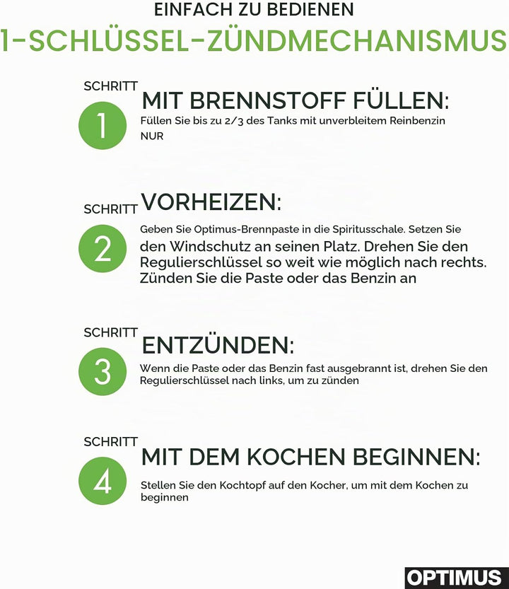 OPTIMUS Benzinkocher Svea 1400 W - Messing Benzinkocher mit Alu Kochtopf Benzinkocher Svea Einheitsg