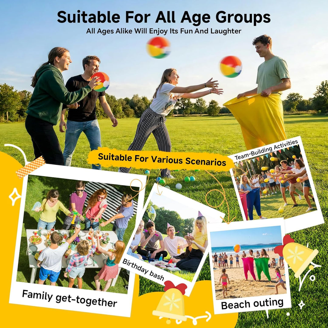 4-farbiges Team Granny Pants Hof-Spiel mit 16 Bällen und 2 Pumpen – komplettes Party-Set für Erwachs