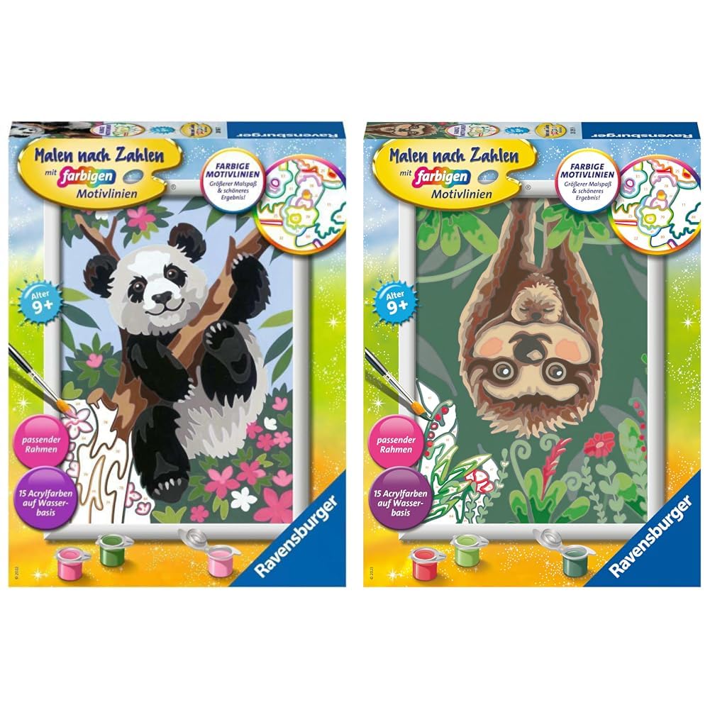 Ravensburger Malen nach Zahlen 20161 - Süsser Pandabär Kinder ab 9 Jahren & Malen nach Zahlen 20295