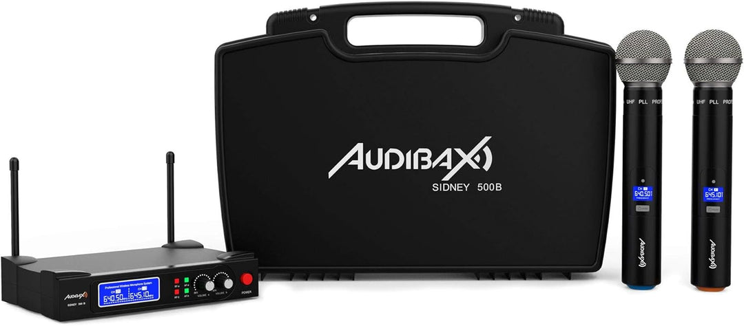 Audibax Sidney 500 B Micrófono Inalámbrico Profesional UHF Doble Mano + Maleta