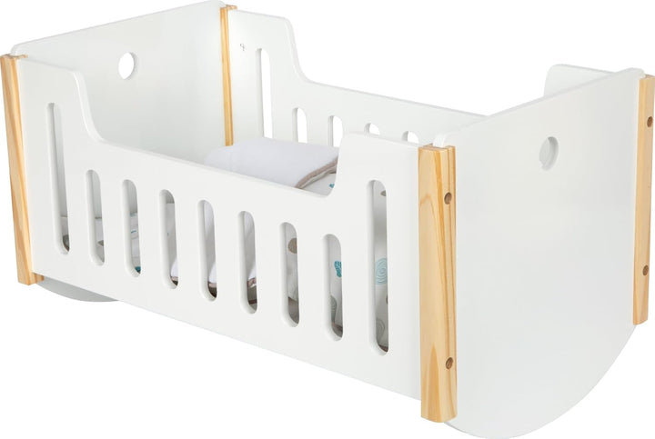 Small Foot Puppenwiege aus Holz mit Bettwäsche – skandinavisches Puppenbett „Little Button“ – für Pu