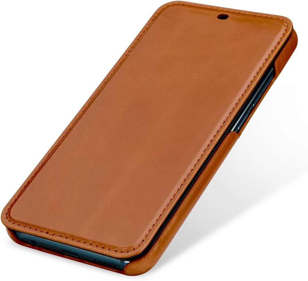 STILGUT Book Type Lederhülle kompatibel mit Huawei Honor 10. Seitlich klappbares Flip-Case aus Echtl