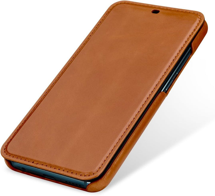 STILGUT Book Type Lederhülle kompatibel mit Huawei Honor 10. Seitlich klappbares Flip-Case aus Echtl