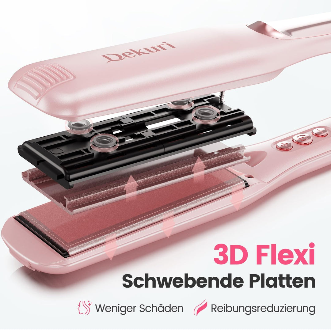 Dekuri Glätteisen, 42 mm breite Platten, wasserbasierter Keramik-Glätteisen Locken und Glätten, Haar