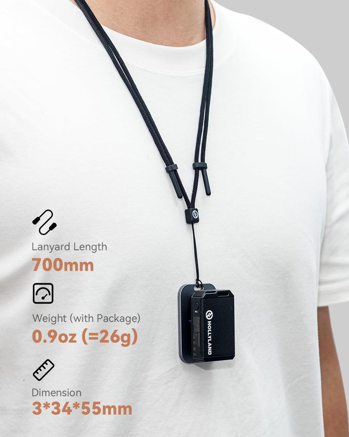 Hollyland Verstellbares langes Umhängeband mit magnetischer Metallplatte für Hollyland Lark Max Lava