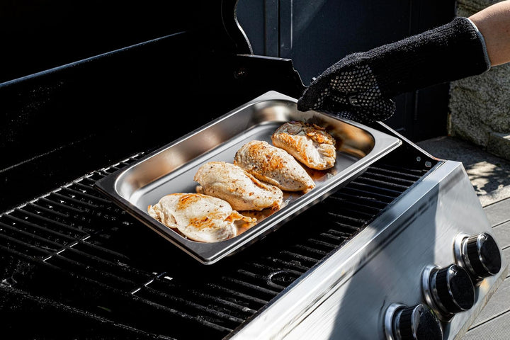 METRO Professional Grillpfanne aus Edelstahl, Gastronorm GN 1/2, 31 × 21 × 4.5 cm, Spülmaschinengeei