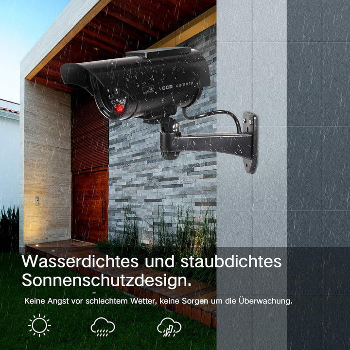 2 Stück Dummy Kamera Solar Betriebene Simulierte Dummy Surveillance Sicherheit Kamera mit Blinkendem