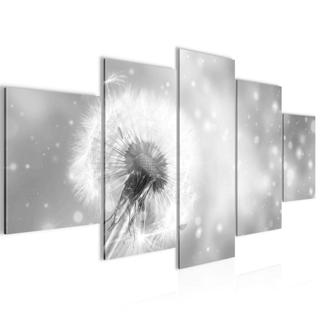 Runa Art Wandbilder Blumen Pusteblume 5 Teilig Bild auf Vlies Leinwand Deko Wohnzimmer Abstrakt Schw