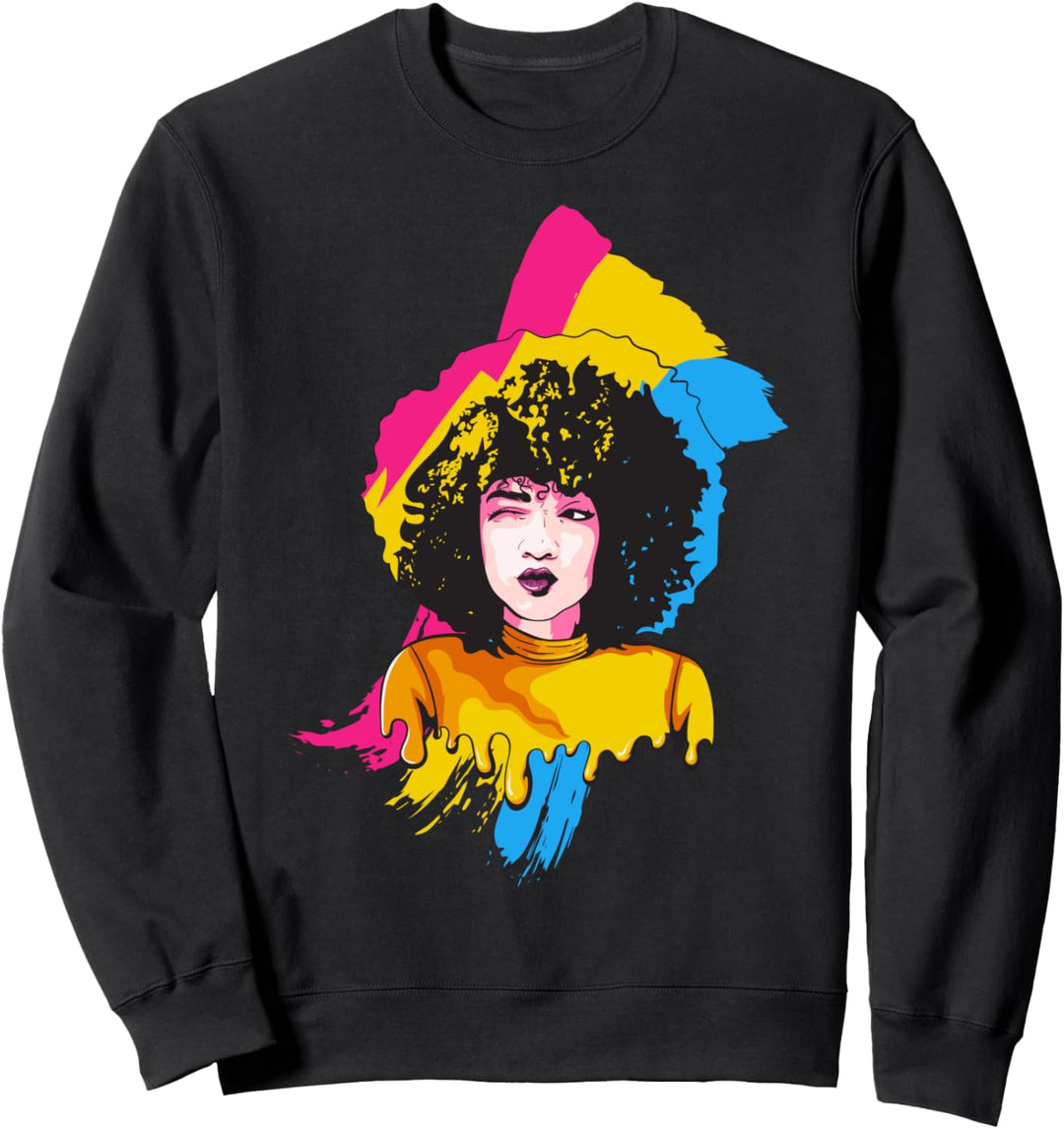 Afro-Mädchen Pansexuelle Flagge Black History Melanin Black Pride Sweatshirt