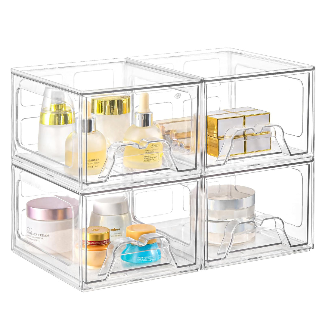 Stebopum Acryl Kosmetik Organizer, Transparent Schminktisch Organizer für Schublade,Stapelbare Schub