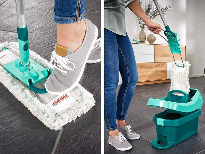 Leifheit rückenschonender Bodenwischer Profi XL cotton plus mit Aluminiumstiel 140 cm für Fliesen- u
