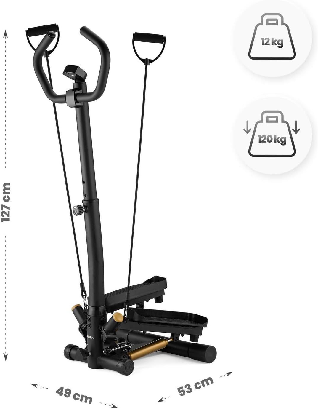 Gymtek XST900 Stepper, Drehstepper mit Haltegriffen & Expanderbänder - Twist Mini Stepper mit LCD, S
