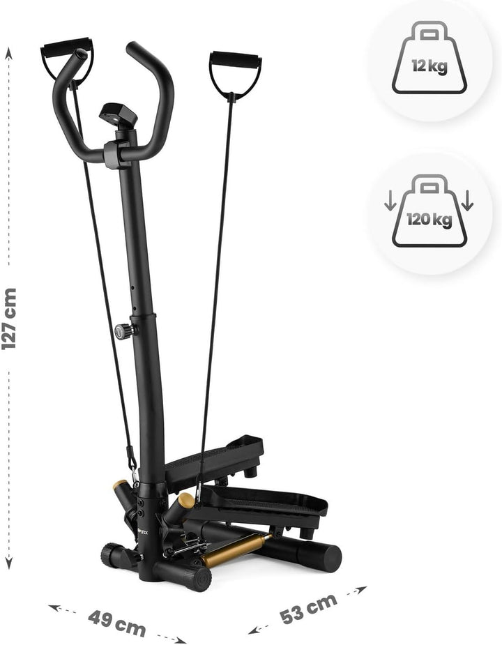 Gymtek XST900 Stepper, Drehstepper mit Haltegriffen & Expanderbänder - Twist Mini Stepper mit LCD, S