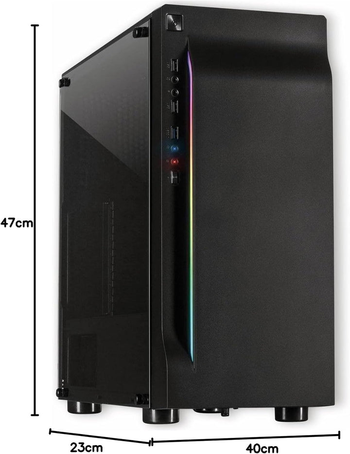 Inter-Tech A-3411 Creek RGB Schwarz Tempered Glass Seitenfenster