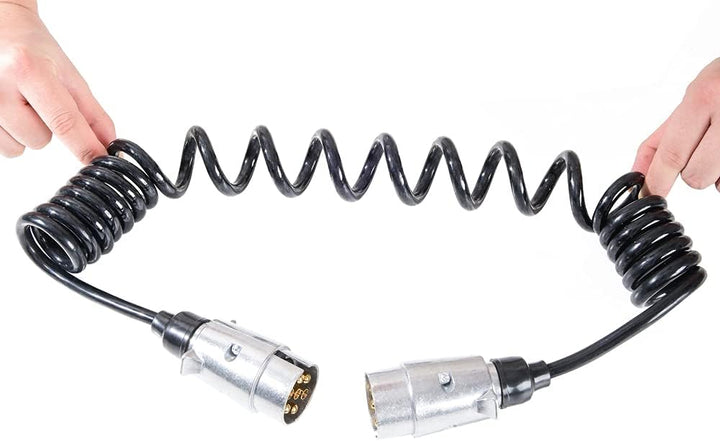 Anhänger Verlängerungskabel 7 Polig 2,9 Meter, 12V Anhänger Aluminiumlegierung Stecker Spiralkabel 7