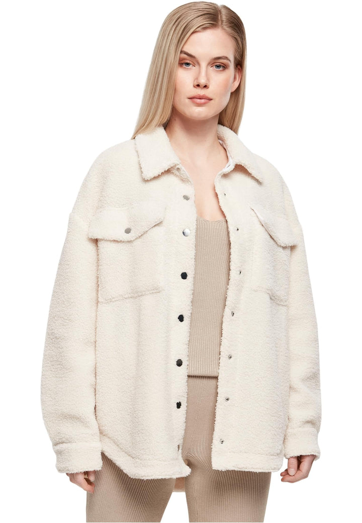 Urban Classics Damen Ladies Sherpa Overshirt Hemd 4XL Whitesand, 4XL Whitesand