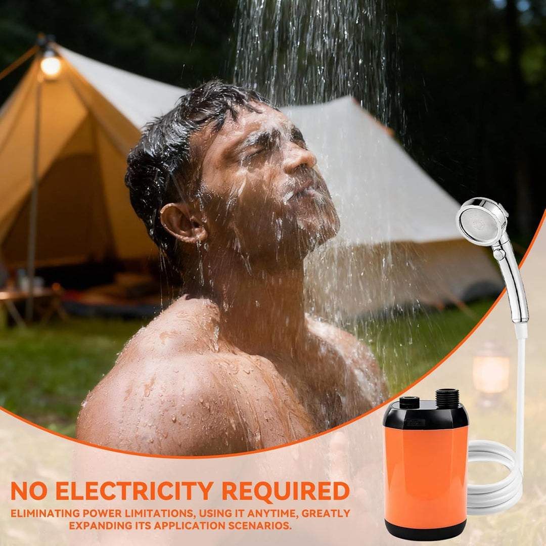Tragbare Campingdusche, 6000mAh Campingdusche mit Pumpe, 6000mAh Akku und Temperaturanzeige, Mobile