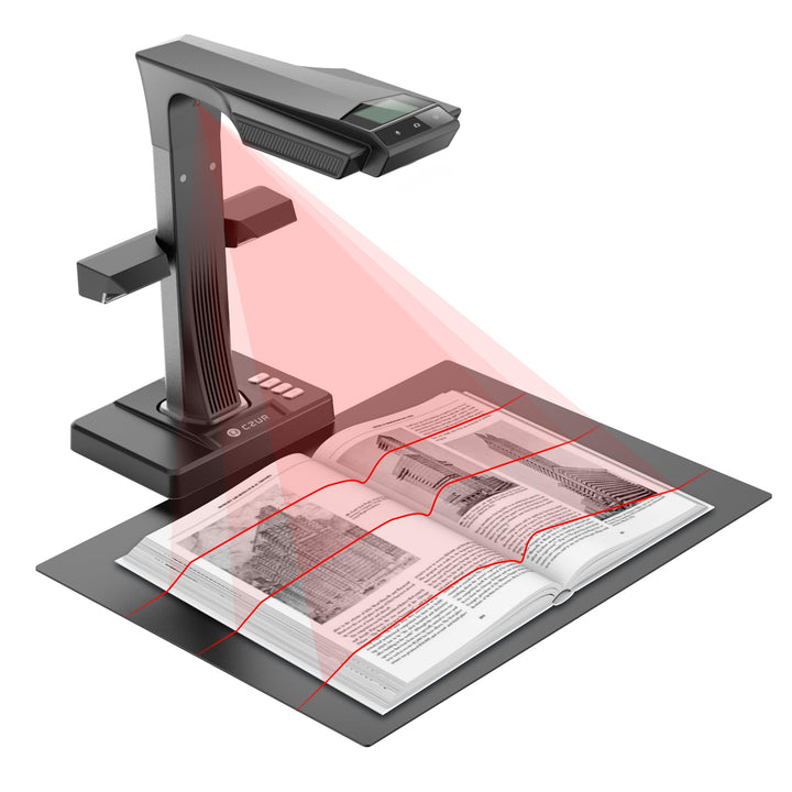 CZUR ET24 Pro Professioneller Buchscanner mit HDMI, 24MP Dokumentenscanner A3 Scanner mit Laser Verf