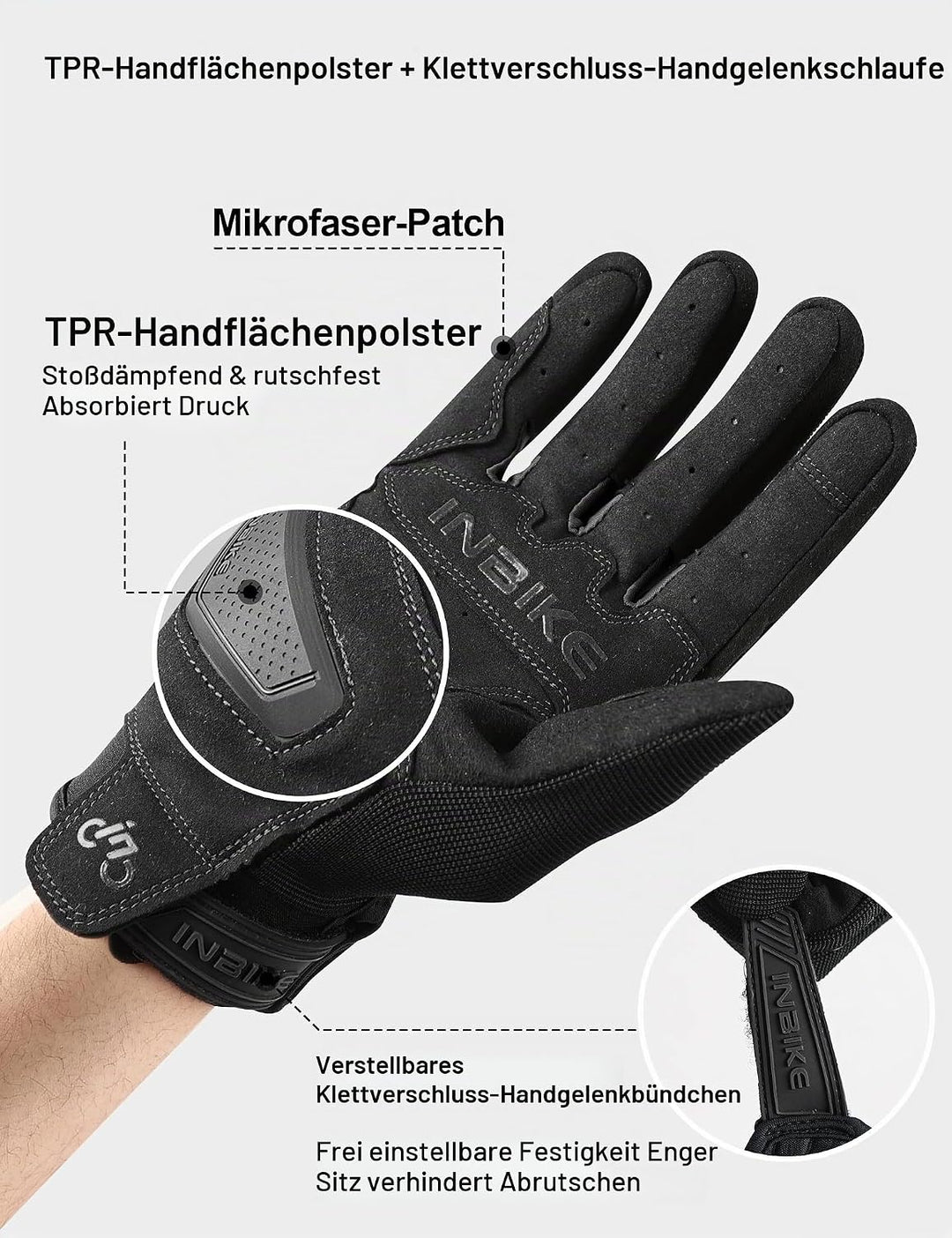 INBIKE Motorrad Handschuhe Motocross Sommer EUDE Foam Schutz Atmungsaktiv Touchscreen Motorradhandsc