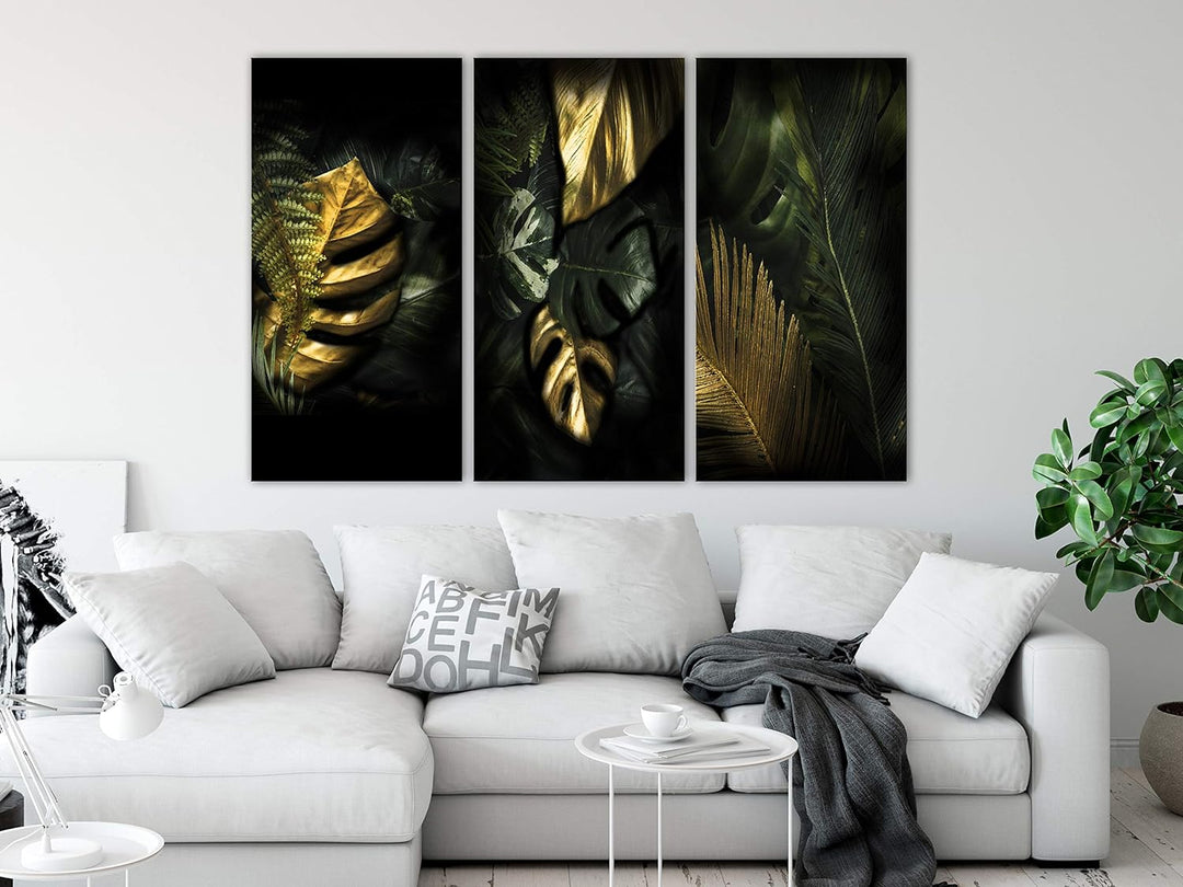 murando - Bilder tropische Blätter 135x90 cm Vlies Leinwandbild 3 Teilig Kunstdruck modern Wandbilde