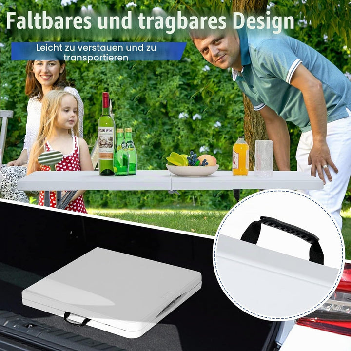 KOMFOTTEU Campingtisch klappbar, Klapptisch Höhenverstellbar, Gartentisch mit Griff bis 150 kg, Balk