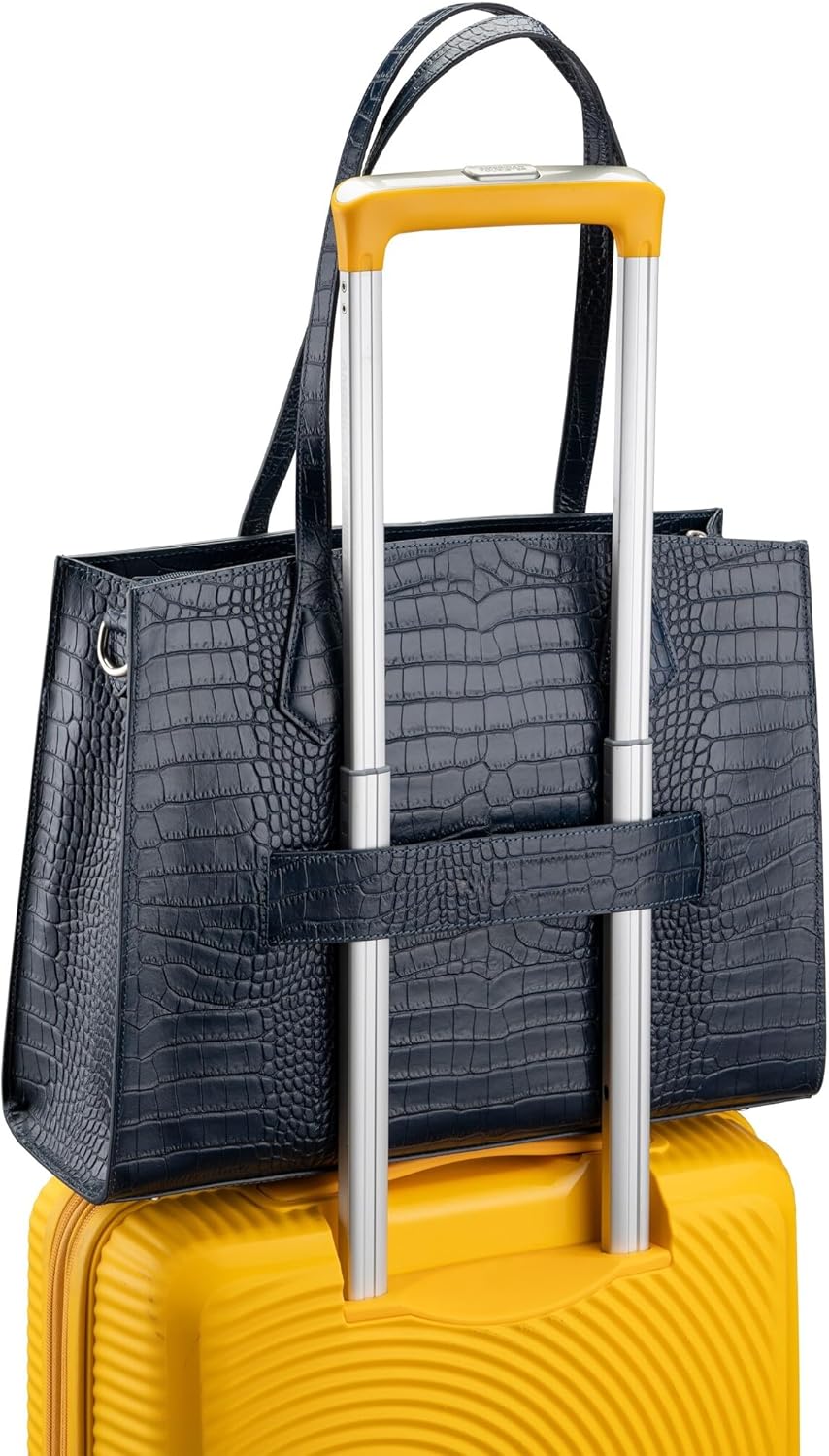 Su.B 14 Zoll Laptoptasche für Damen - Leichte Echtleder Arbeitstasche mit Innentasche - Schultertasc