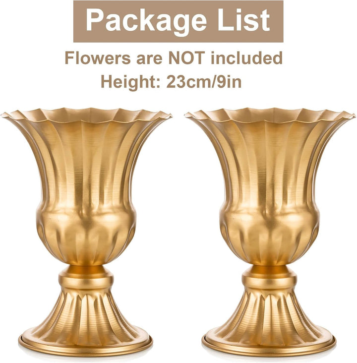 Sziqiqi Golden Metall Vase für Hochzeit - 2 Stück Klein Blumenvase Deko Hochzeit Mittelstücke, Vinta