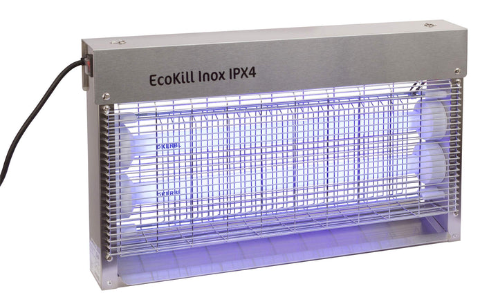 Kerbl 299935 Elektrische Fliegenvernichter EcoKill Inox, IP X 4, 2 x 15 W, 250 ml (1er Pack), IP X 4