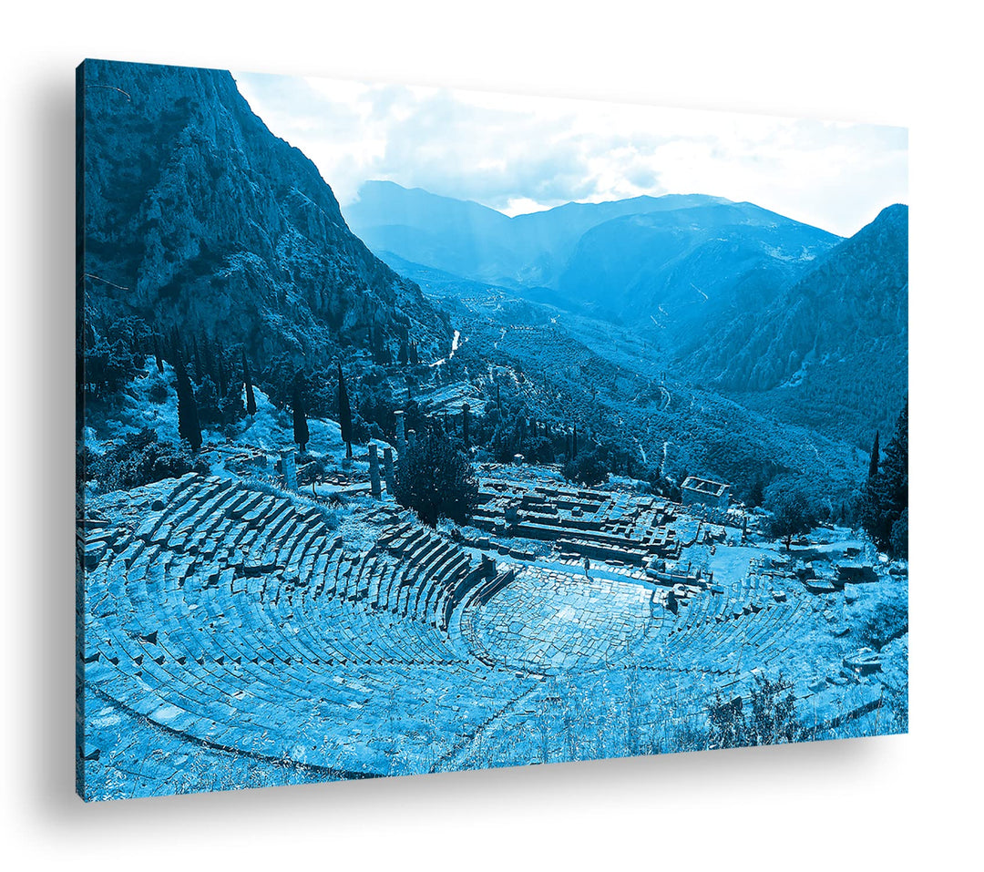 deyoli römisches Amphitheater in Delphi Format 80x60 Effekt: Monocrome Blau als Leinwandbild, Motiv