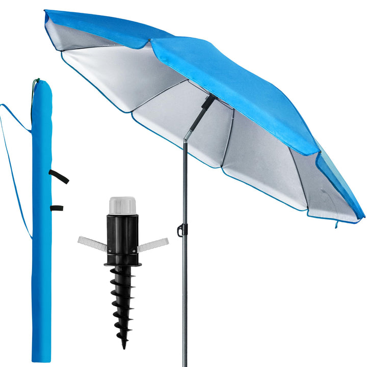 4smile Sunnyjoy Sonnenschirm Strand 3-IN-1 Set - Strandschirm windfest stabil, UPF 50+ Sonnenschirm