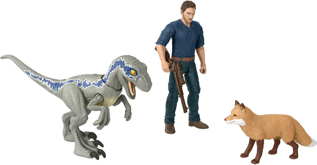 Jurassic World Dominion Human & Dino Pack Owen & Velociraptor Beta & Zubehör, authentische Actionfig
