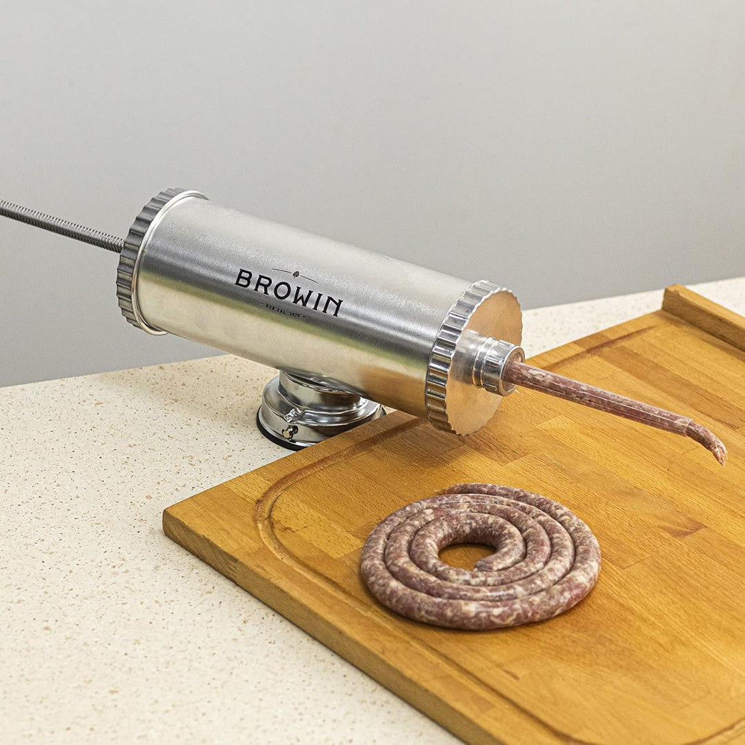 BROWIN® Manuell Wurstfüller aus Edelstahl 311020 | 2,5 kg horizontale Wurstmaschine | Wurstfüllmasch