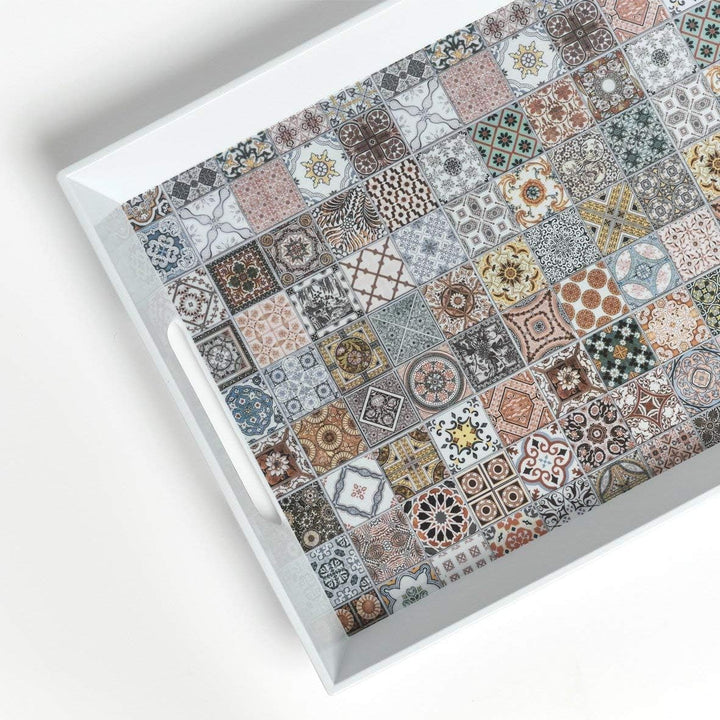 Zeller 26615 Melamintablett Mosaik, ca. 50 x 35 x 5 cm, Serviertablett Frühstückstablett, Mosaik