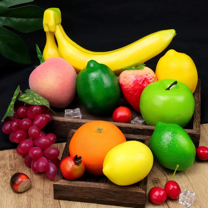10 PCS Künstliche Früchte Dekoration Haushalt Gefälscht Banane Zitrone Orange Erdbeeren Apfel Pfirsi