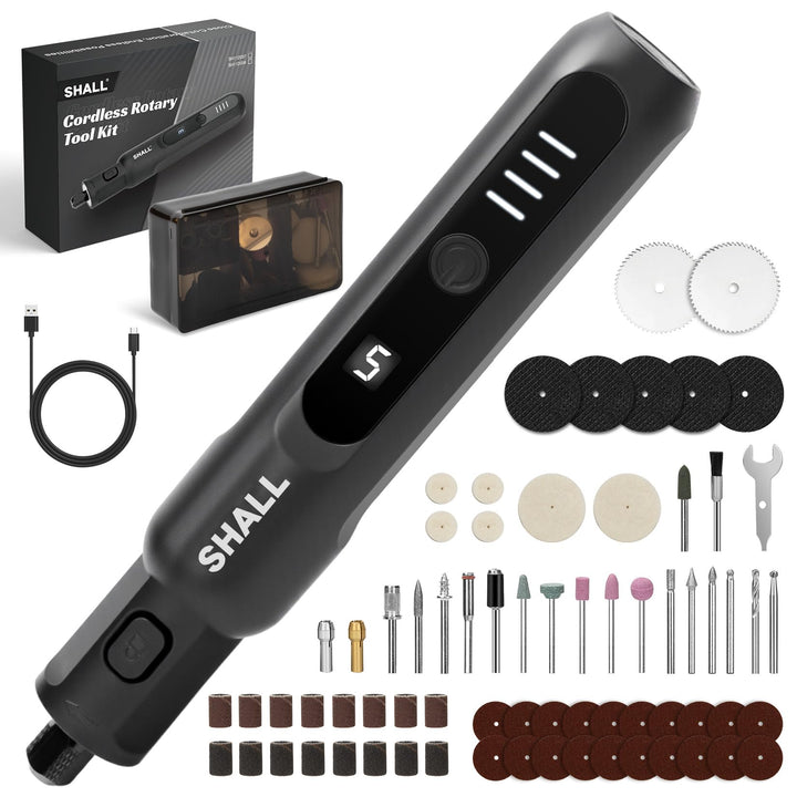 SHALL Akku-Rotationswerkzeug, 3,7 V, 20.000 U/min, 5 Geschwindigkeiten, per USB wiederaufladbares Sc