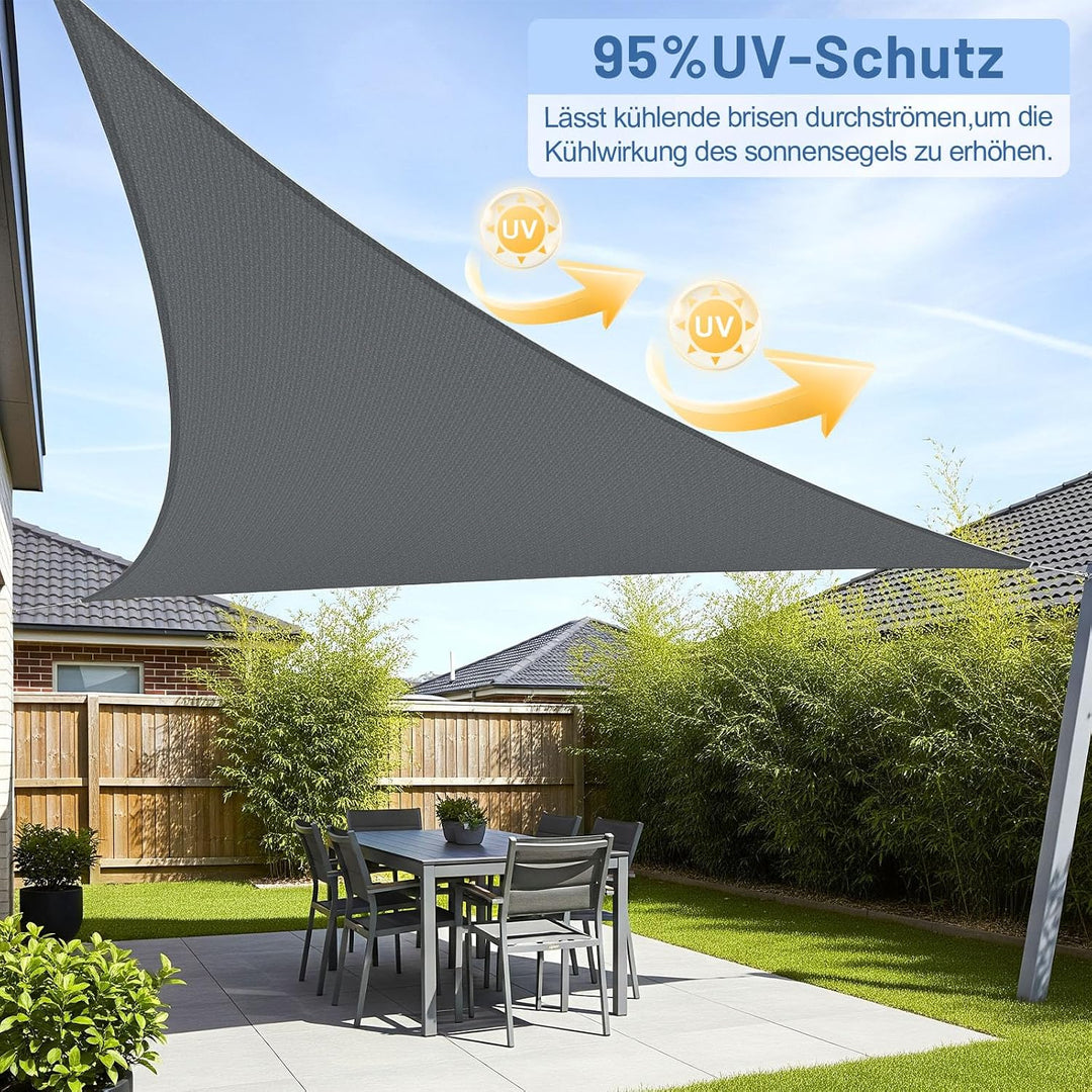 LOVE STORY Sonnensegel 2.5x2.5x3.5m Dreieckig Schattenspende für Terrasse | HDPE-Stoff Wasserdurchlä