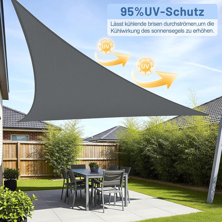 LOVE STORY Sonnensegel 2.5x2.5x3.5m Dreieckig Schattenspende für Terrasse | HDPE-Stoff Wasserdurchlä