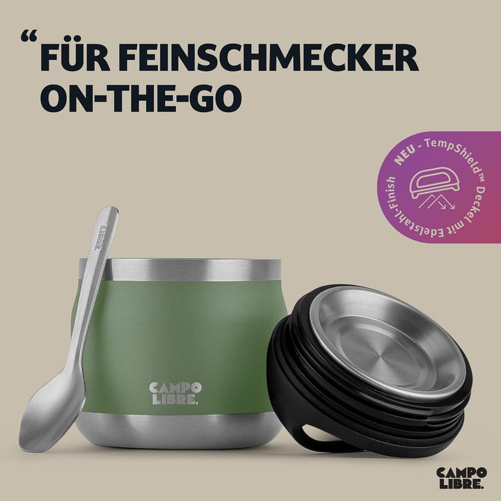 Campo Libre.® Lotta, Thermobehälter für Essen, Edelstahl Thermobecher Essen mit Löffel, Warmhaltebeh