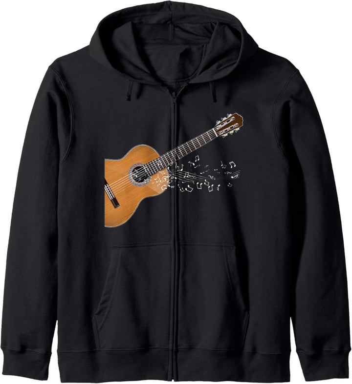 Vintage Akustikgitarre musikalische Noten Musiker Gitarre Kapuzenjacke
