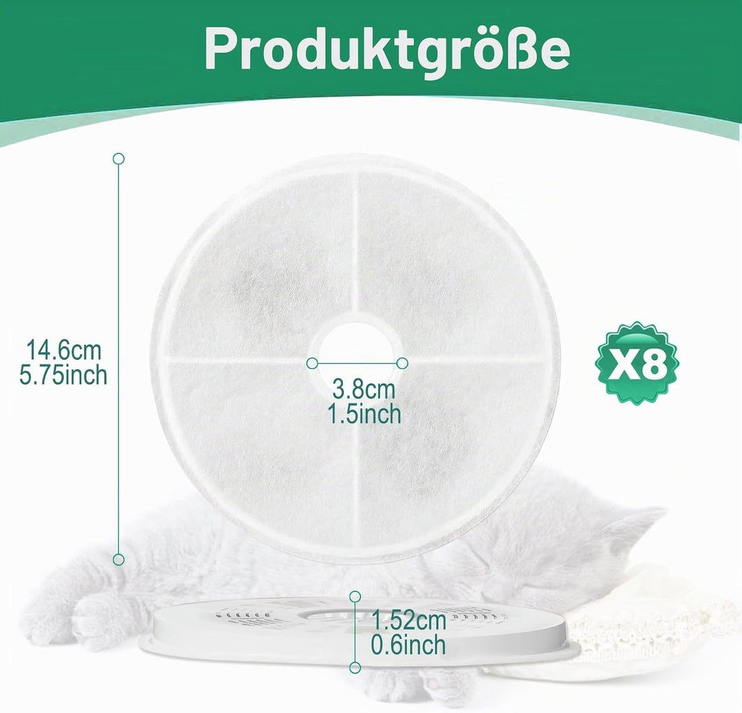 8 Stück Ersatzfilter für Trinkbrunnen, Katzenbrunnen Filter für 3L/100oz Katzenbrunnen ‎43742W ‎4374