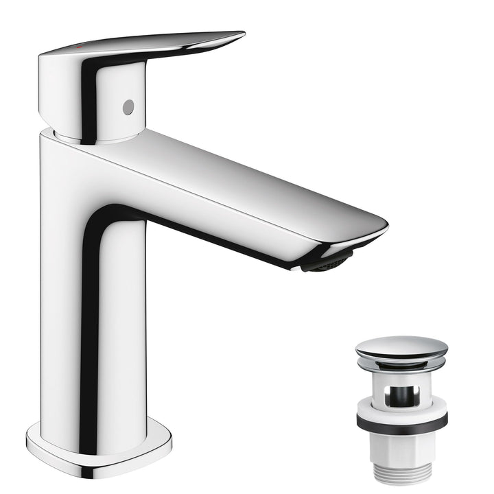 hansgrohe Logis Fine - Waschtischarmatur mit Push-Open Ablauf, Wasserhahn Bad mit Auslauf Höhe 110 m
