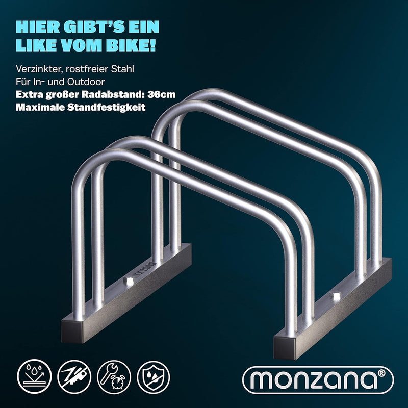 MONZANA® Fahrradständer für 2 Fahrräder 30-65 mm Reifenbreite 37 cm Radabstand Radständer Mehrfachst