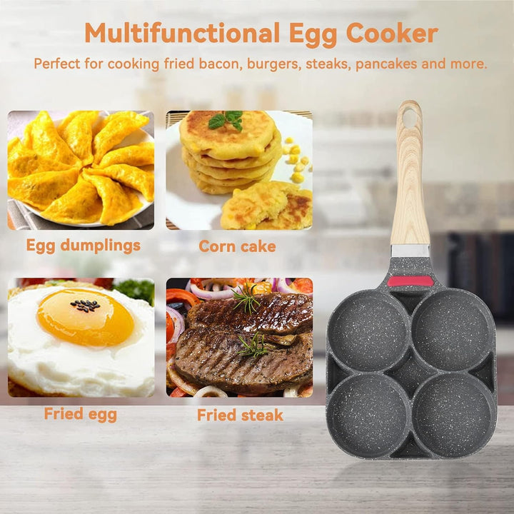 HERCHR 4 Eier Pancake Bratpfanne, Pfannkuchenpfanne Für Gasherd Und Induktionsherd, Spiegelei Burger