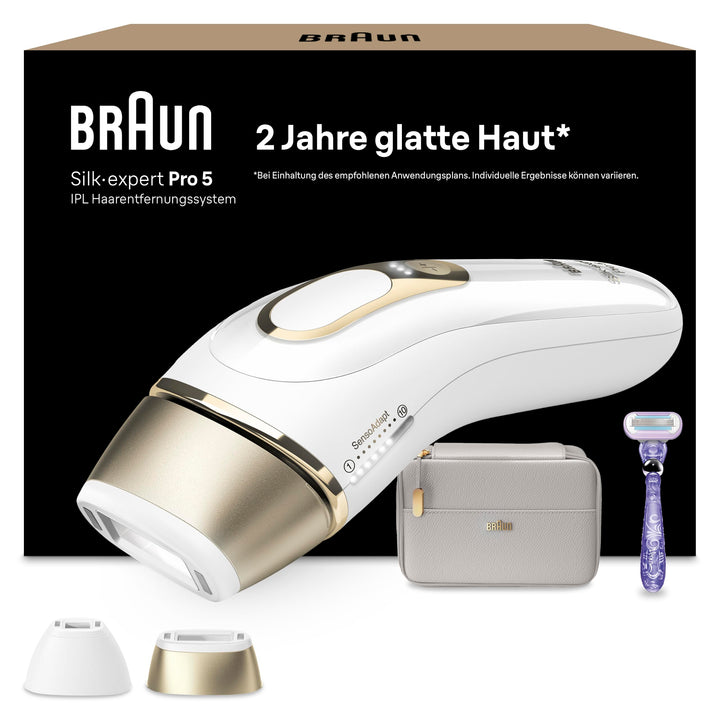 Braun IPL Silk Expert Pro 5 Haarentfernungsgerät Damen/Herren, 2 Aufsätze, sichtbare Haarentfernung,