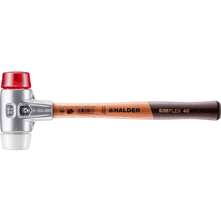SIMPLEX-Schonhammer, Plastik/Superplastik; mit Aluminiumgehäuse und hochwertigem Holzstiel | D=40 mm