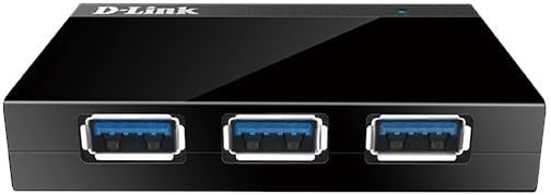D-Link DUB-1340 4 Port USB 3.0 Hub (abwärtskompatibel, Geschwindigkeiten von bis zu 5 Gbit/s) schwar