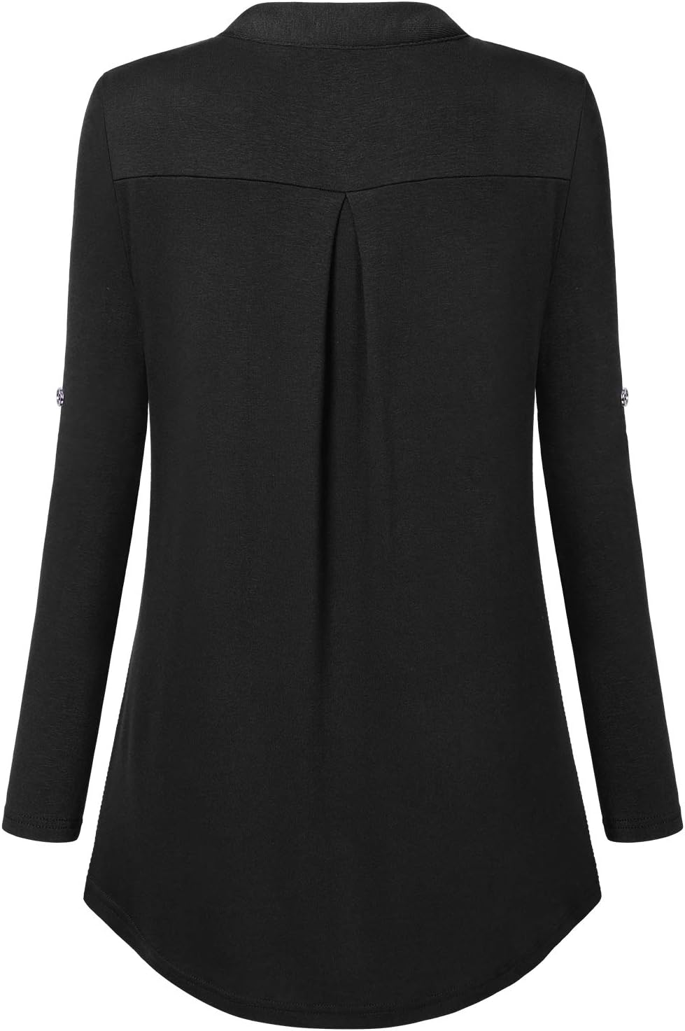 Siddhe Damen V-Ausschnitt Bluse 3/4 Ärmel Tunika mit Reissverschluss Elegant Longbluse Lange Shirt C