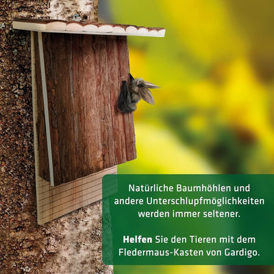 GARDIGO® Fledermauskasten aus naturbelassenem Holz I Wetterfest I Grosser Fledermaus Nistkasten zum