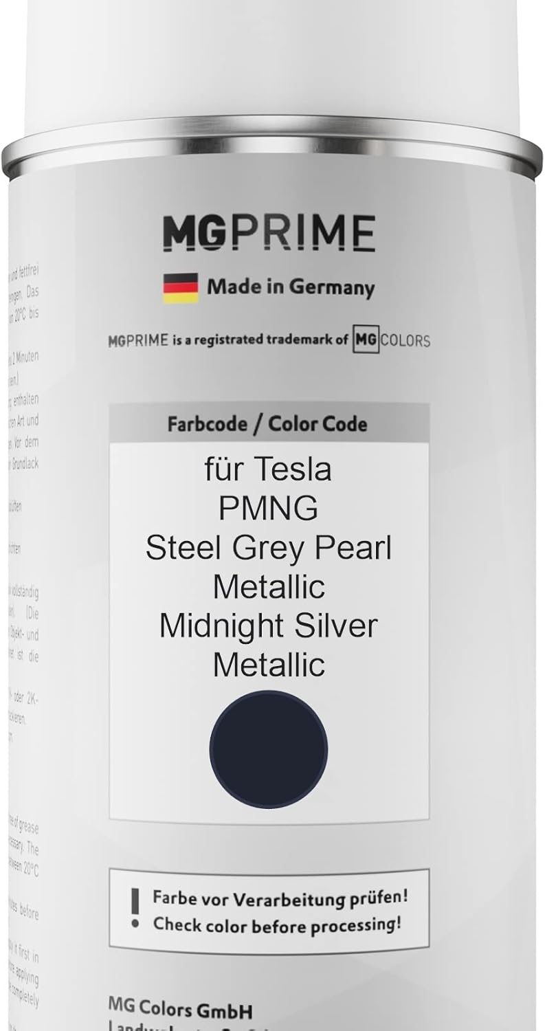 MG PRIME Autolack 2K Spraydosen Set für Tesla PMNG Steel Grey Pearl Metallic/Midnight Silver Metalli