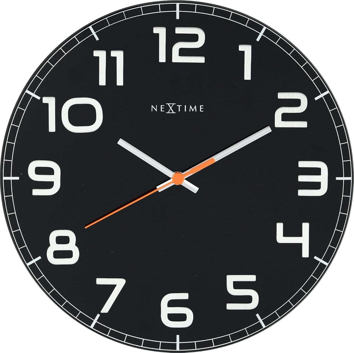 NeXtime 8817ZW Wanduhr CLASSY ROUND, lautlos, rund, aus Glas, Schwarz, ø 30 cm